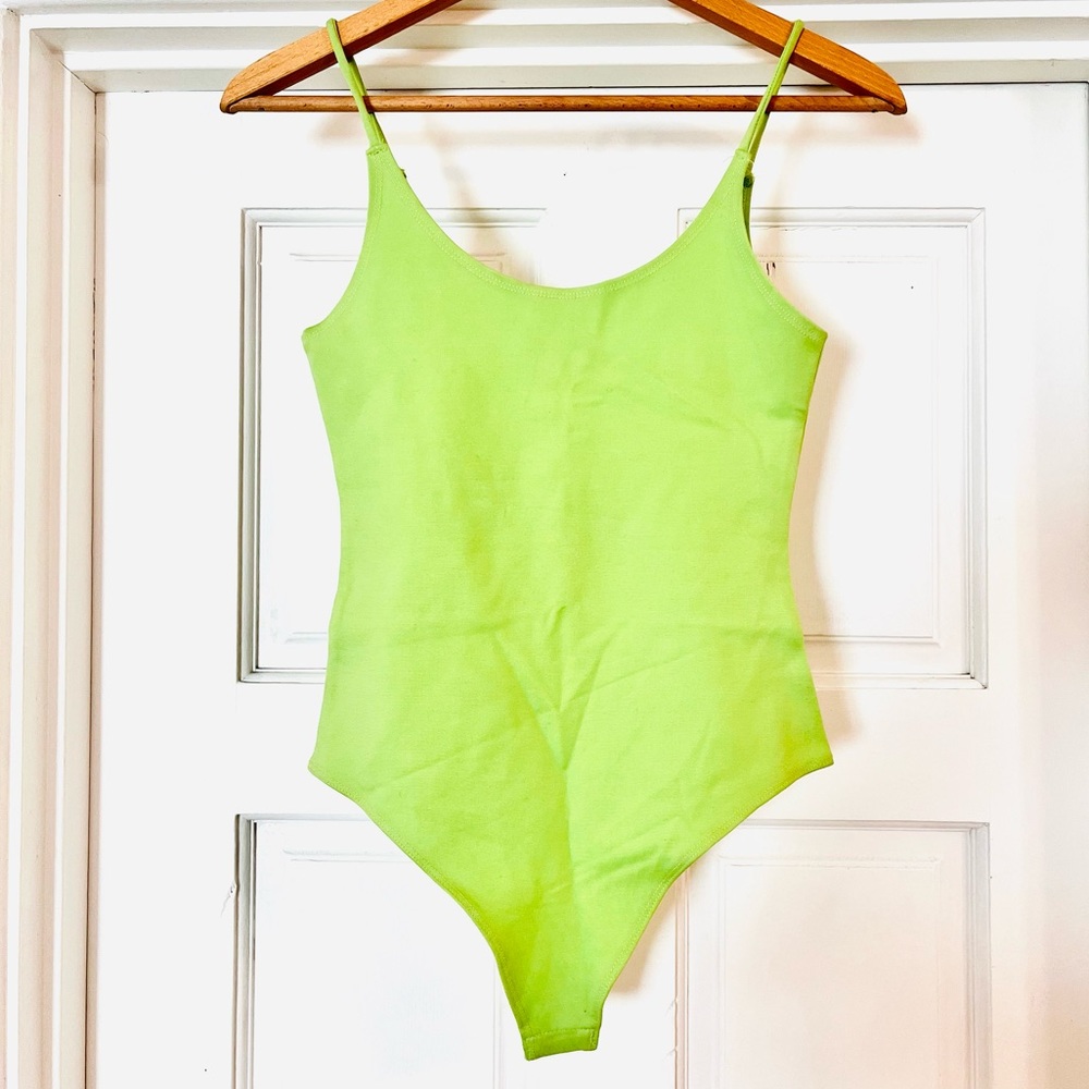 ✨MIND CODE✨Lime Green Thong Bodysuit